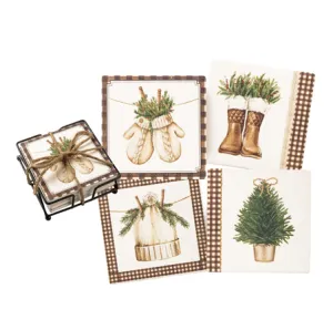 💙 Winter Bundle Up Set of Four Coaster Set