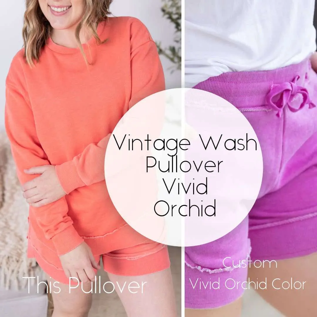 05.20 EN ROUTE Vintage Wash Pullover - Vivid Orchid
