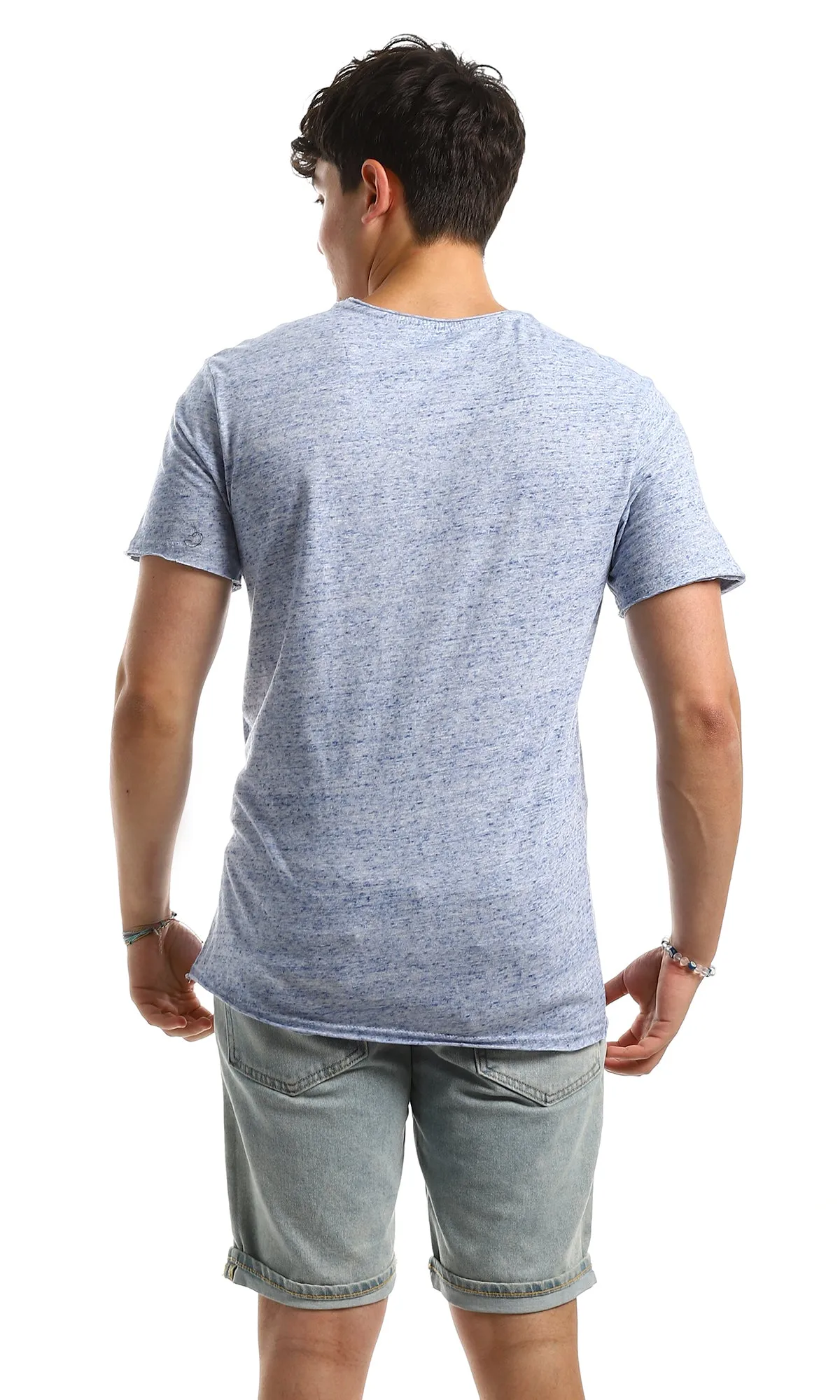 97914 Heather Blue Crew Neck Cotton Summer Tee