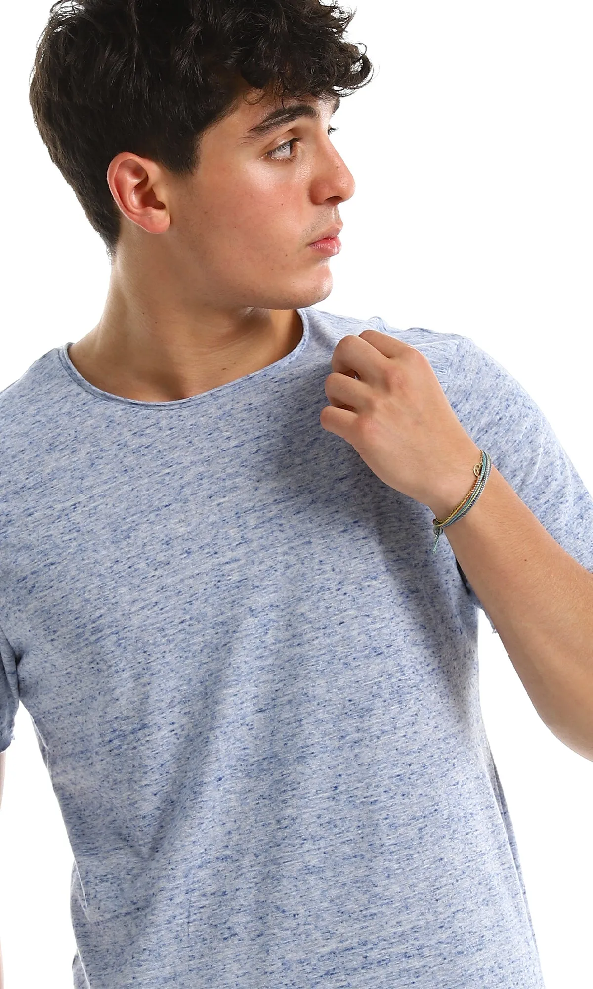 97914 Heather Blue Crew Neck Cotton Summer Tee