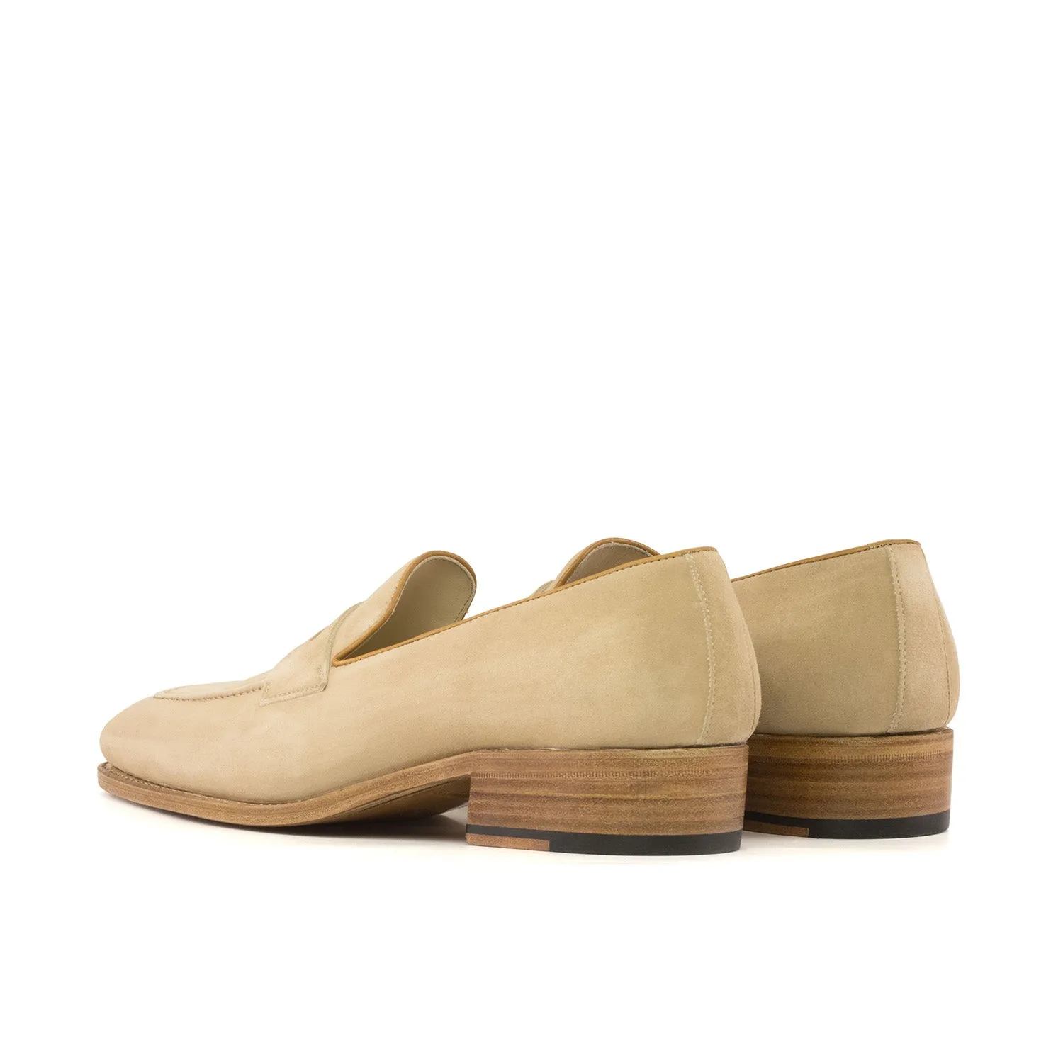 Ambrogio Bespoke Men's Shoes Camel Suede Leather Penny Loafers (AMB2393)