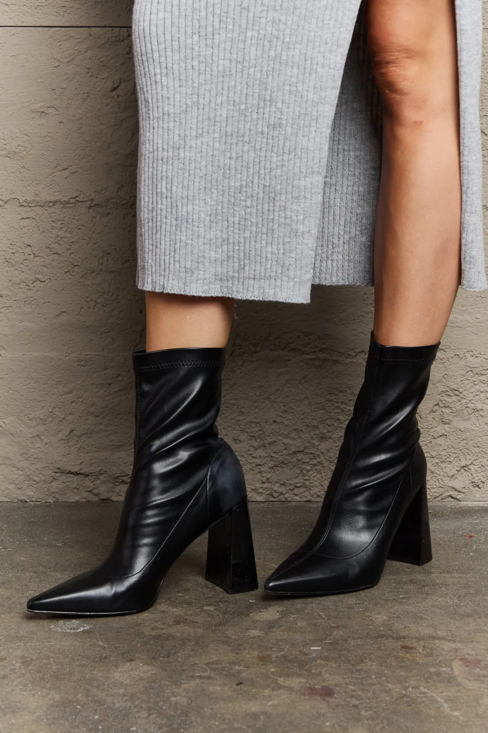 Block 4 inch Heel Sock Boots
