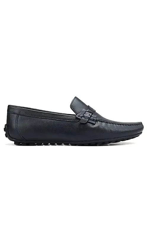 Blue Moccasins With Leather Panel
