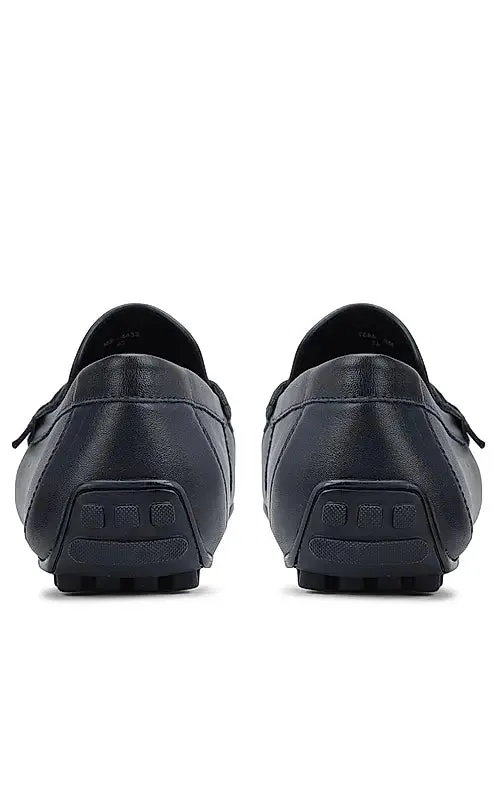 Blue Moccasins With Leather Panel