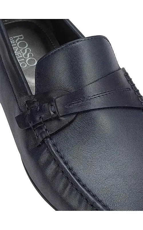 Blue Moccasins With Leather Panel