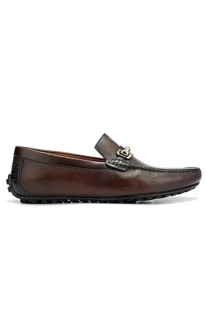 Brown Leather Moccasins With Buckle