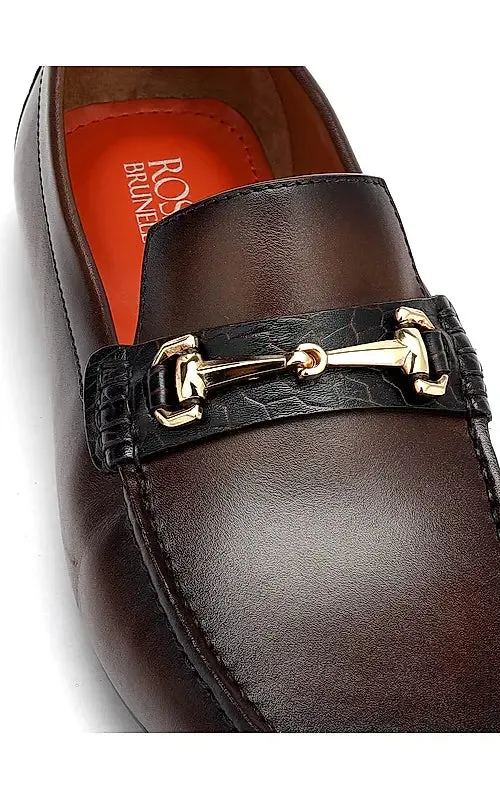 Brown Leather Moccasins With Buckle