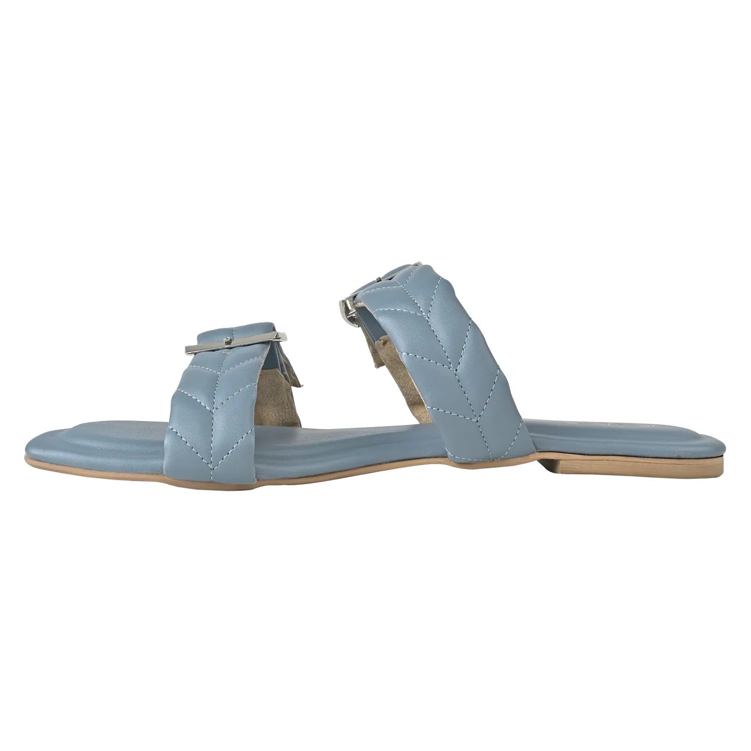 Buckled in Blue Flats