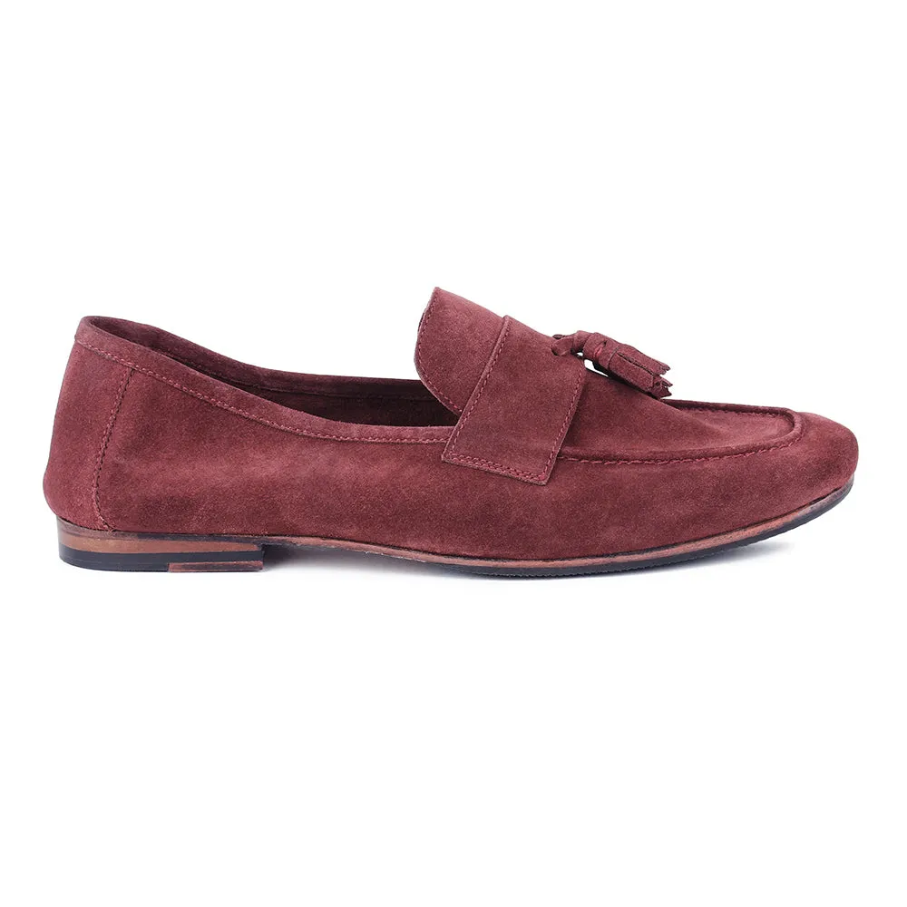 Burgundy Suede Unlined Supersoft City Tassel Loafers