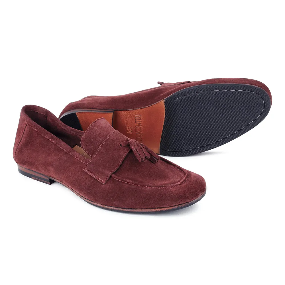Burgundy Suede Unlined Supersoft City Tassel Loafers