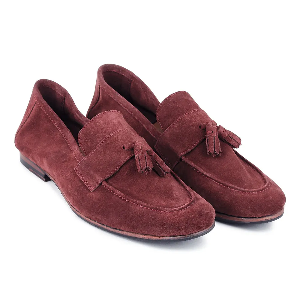 Burgundy Suede Unlined Supersoft City Tassel Loafers