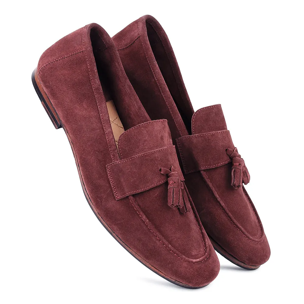 Burgundy Suede Unlined Supersoft City Tassel Loafers