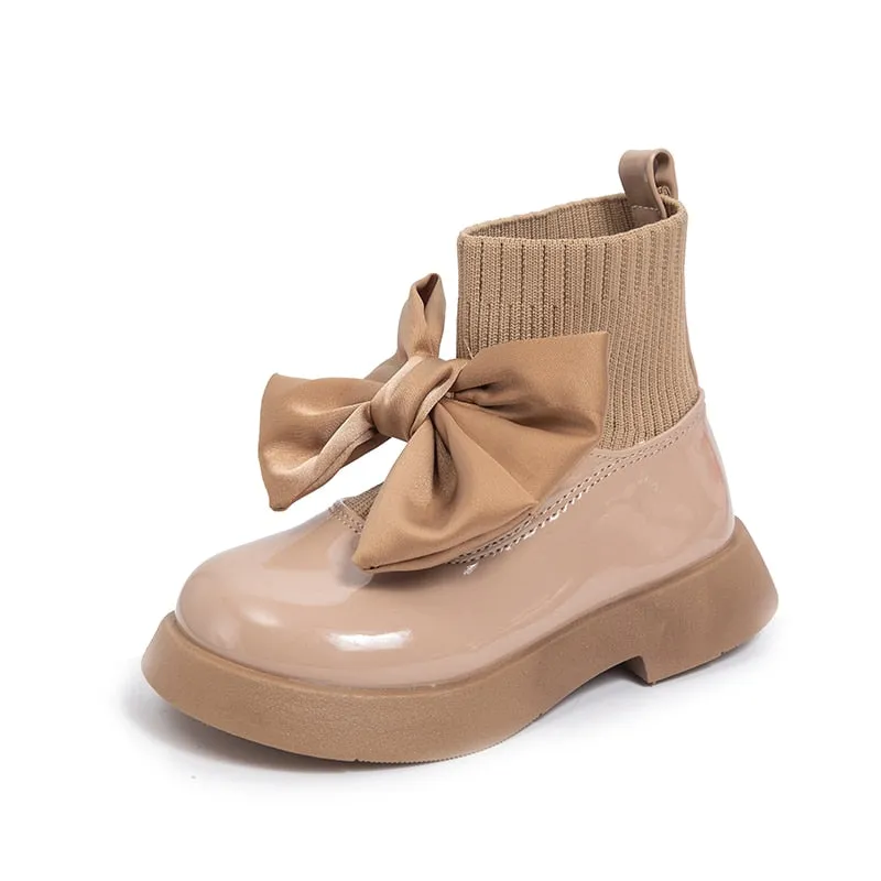 Chic Black Bow Kids' Boots & School Socks Shoes