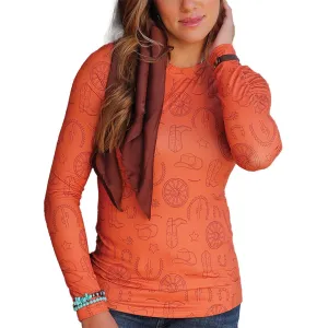 Cruel Denim Women's Long Sleeve Western Print Tee