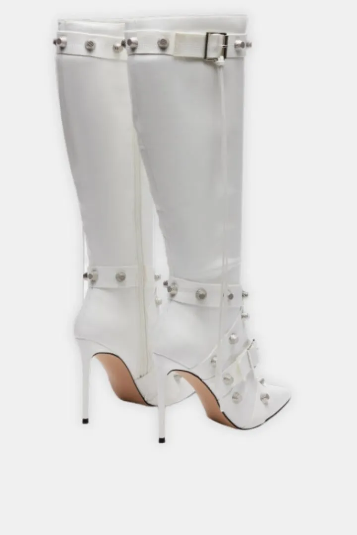 Crystal Buckles High Boots