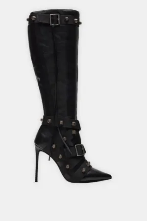 Crystal Buckles High Boots