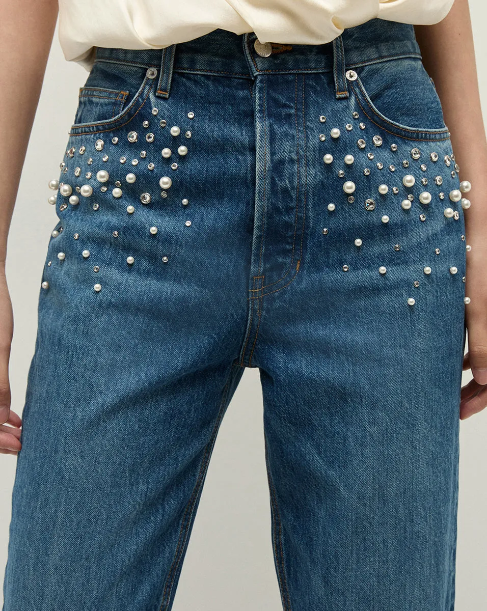 Daniela Embellished Straight-Leg Jean