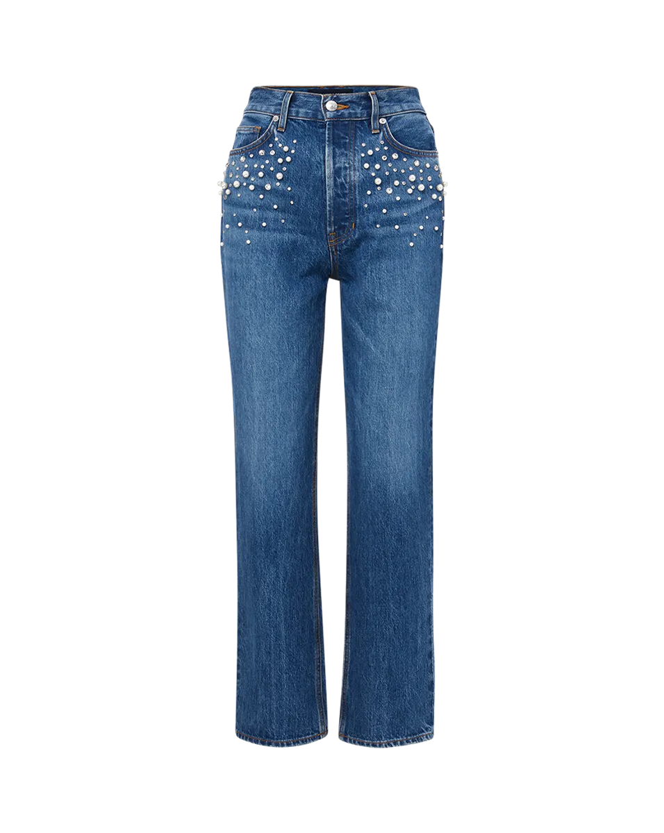 Daniela Embellished Straight-Leg Jean