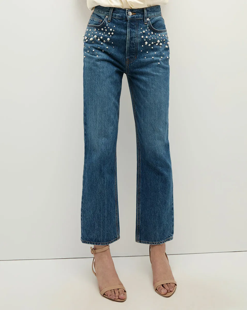 Daniela Embellished Straight-Leg Jean
