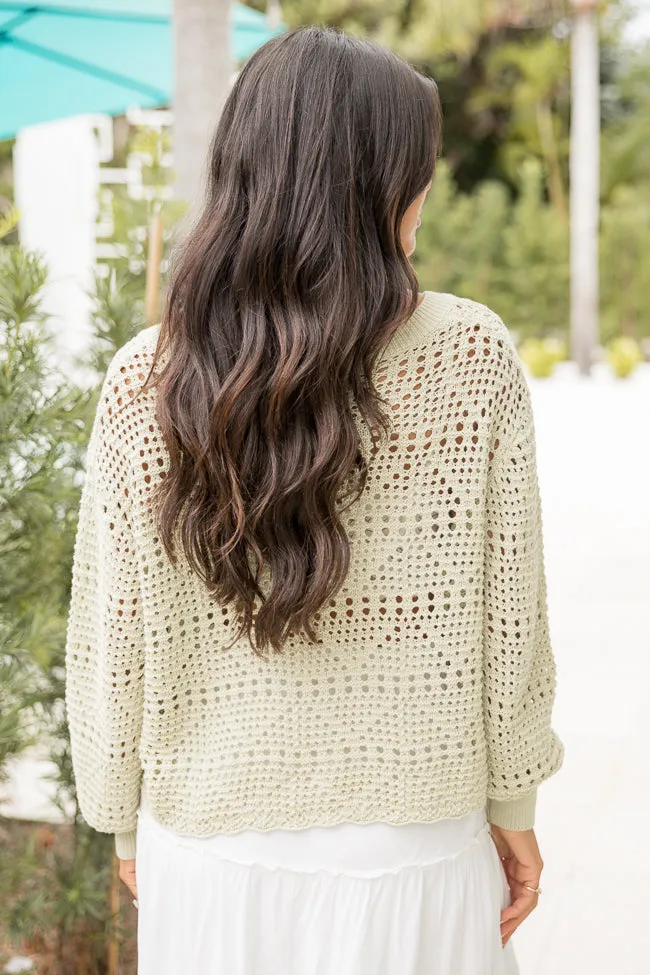 Desirable Destinations Sage Open Knit V-Neck Sweater