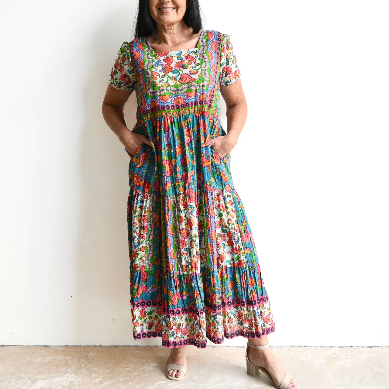 Destiny Tiered Midi Dress by Orientique Australia - Carvalho - 61668
