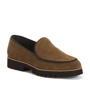 DONALD PLINER Suede Lug Sole Loafers