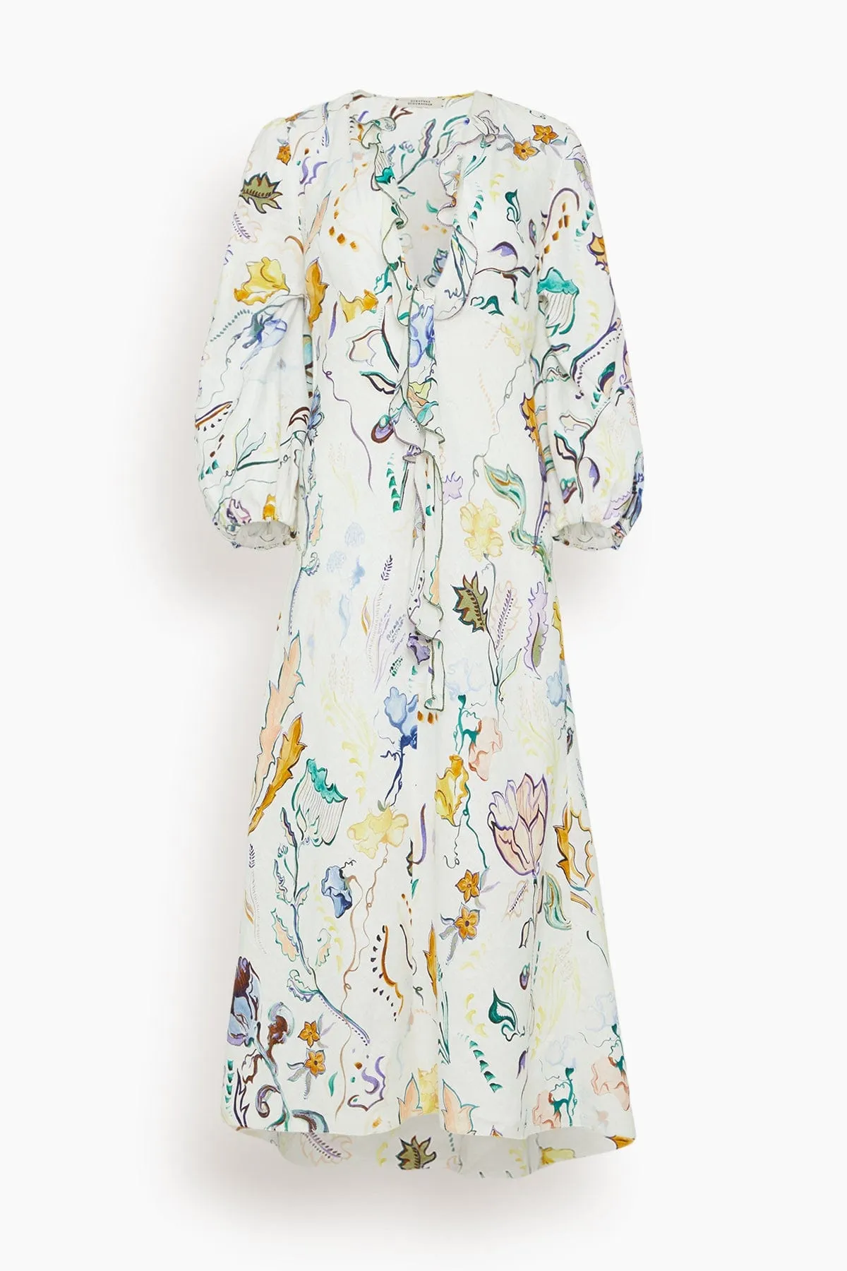Floral Power Long Dress in Wicked Flower Print White