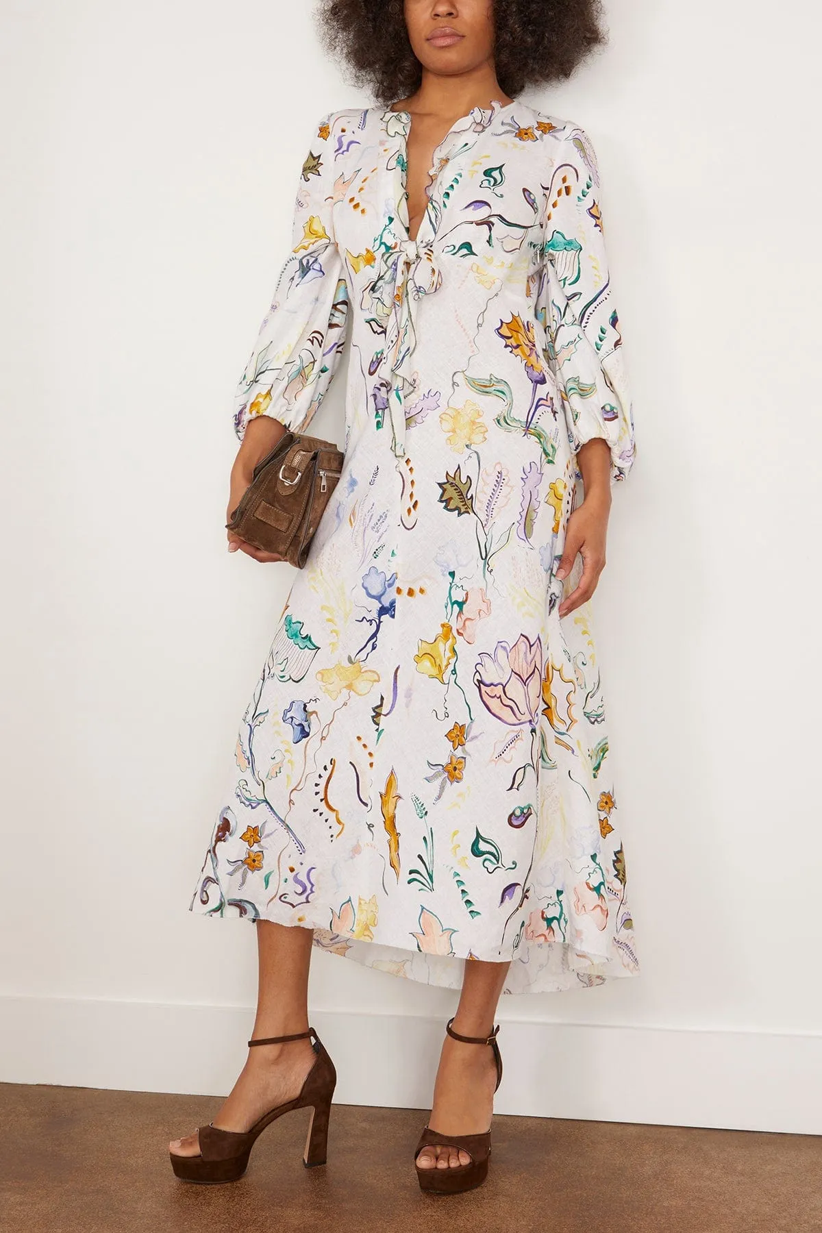 Floral Power Long Dress in Wicked Flower Print White
