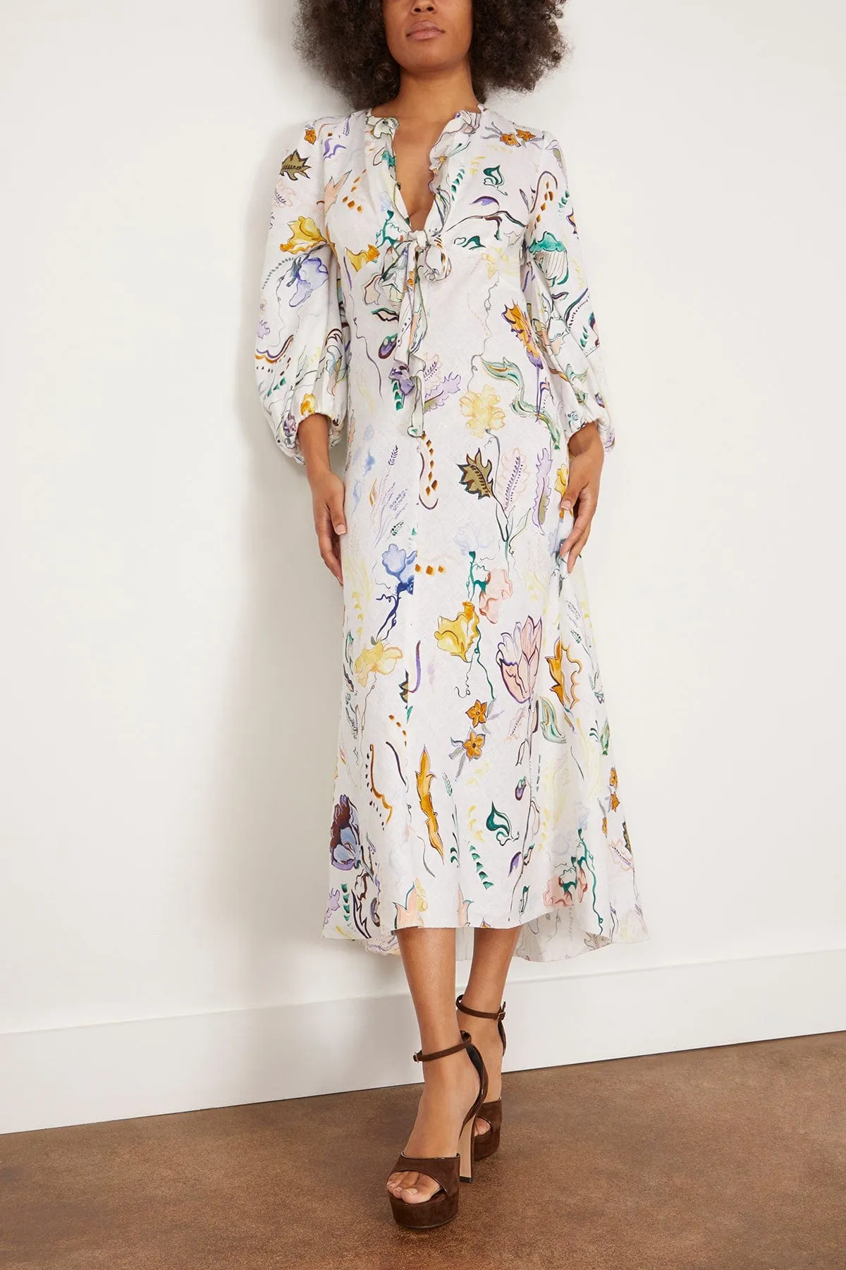 Floral Power Long Dress in Wicked Flower Print White