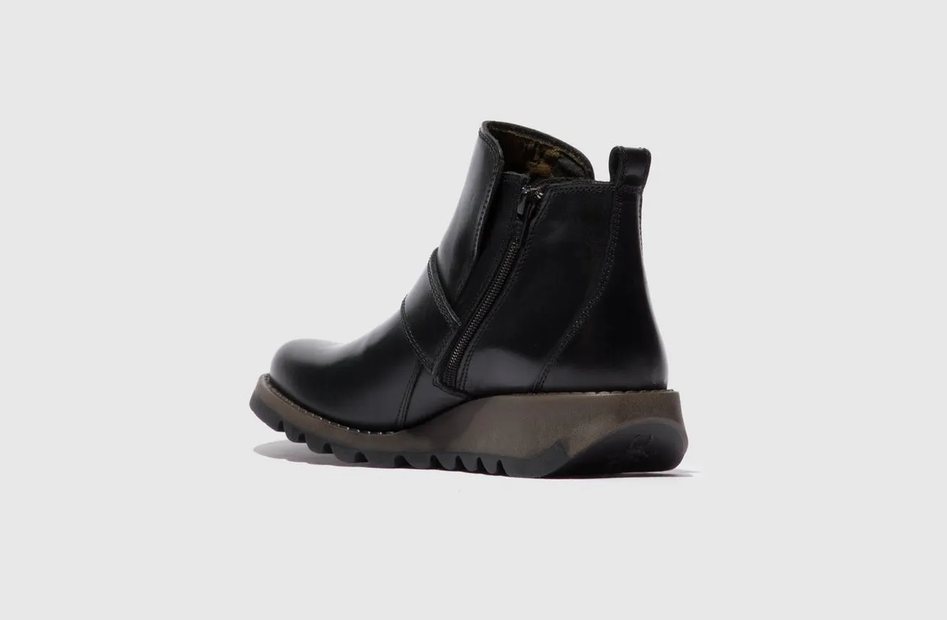Fly London Womens SIAS812FLY Leather Ankle Boot - Black