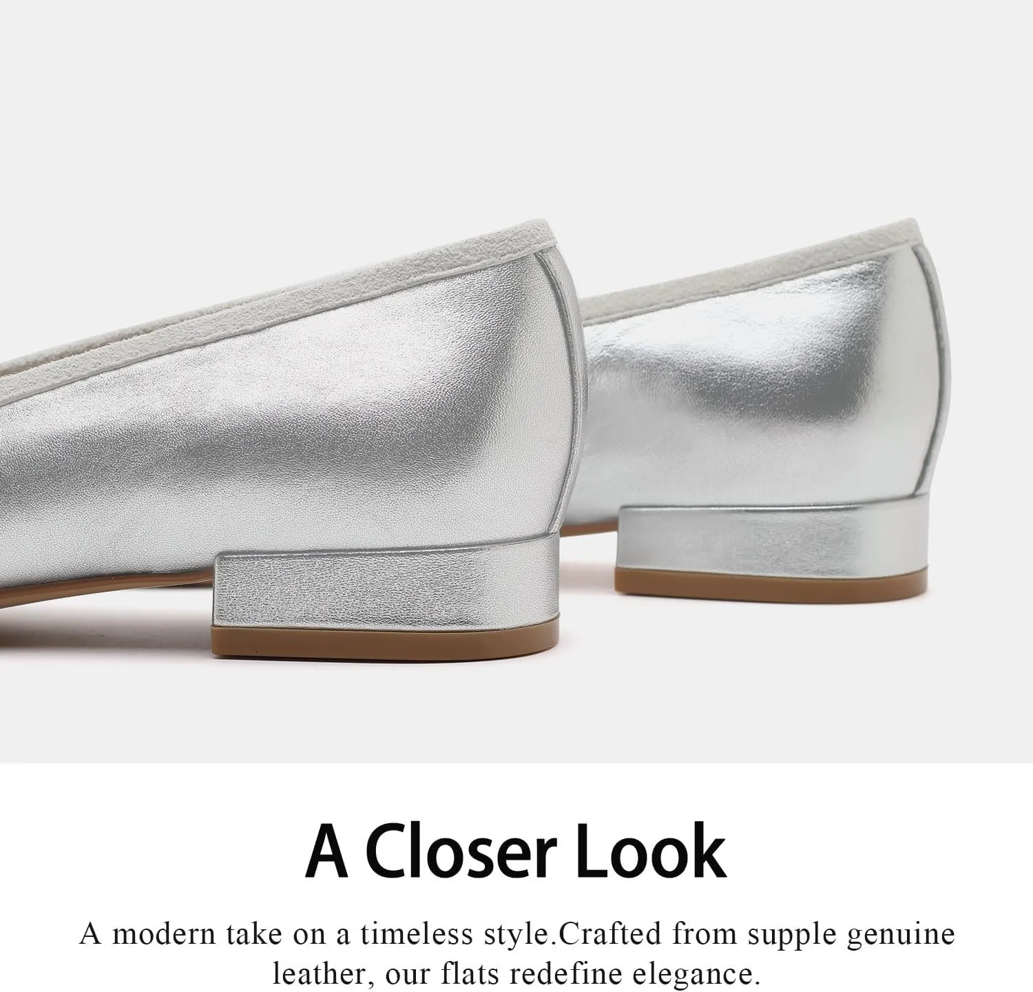 Genuine Leather Ballet Flats Comfortable Casual Dressy Shoes with Memory Latex Insole Comfort Slip on Ballerina Flats