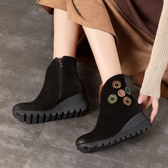 Handmade Leather Platform Wedge Shoes