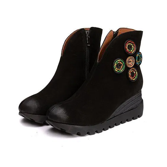 Handmade Leather Platform Wedge Shoes