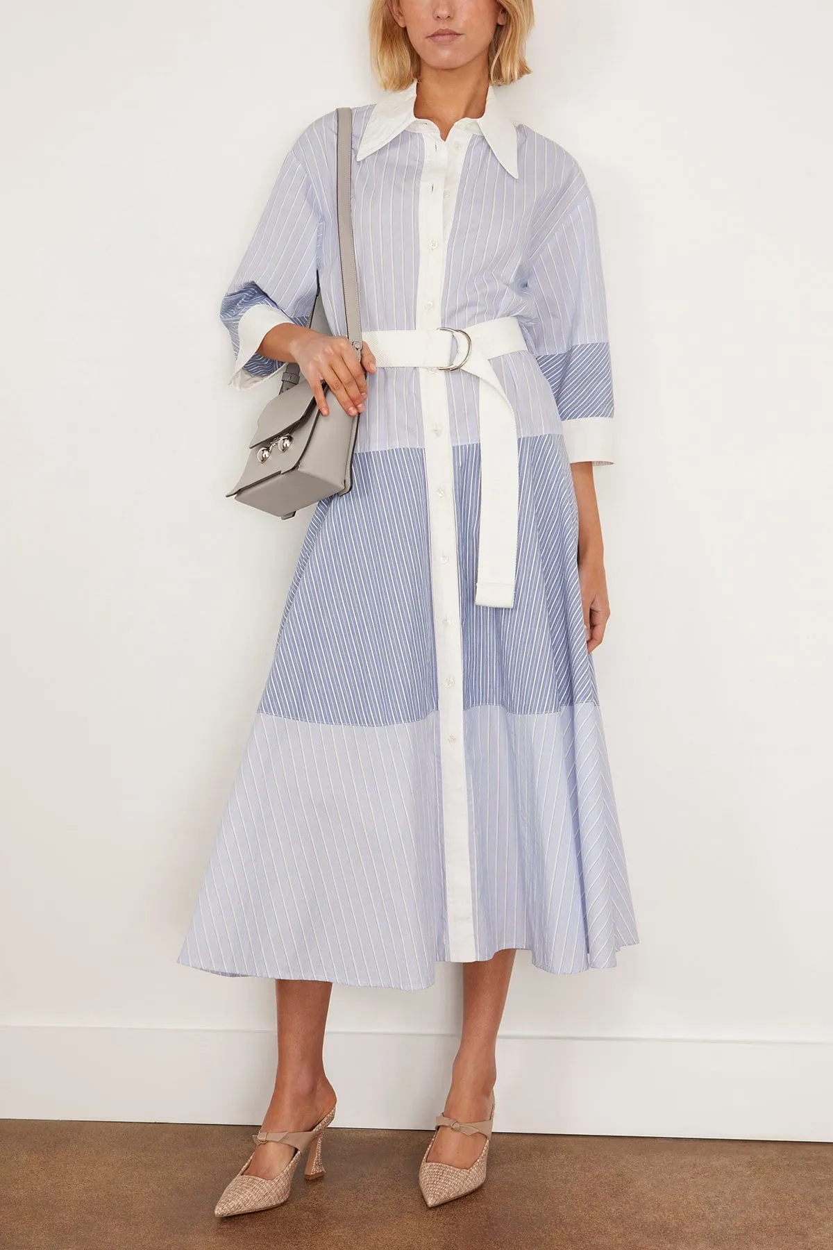 Helmi Striped Shirting Shirt Dress in Blue