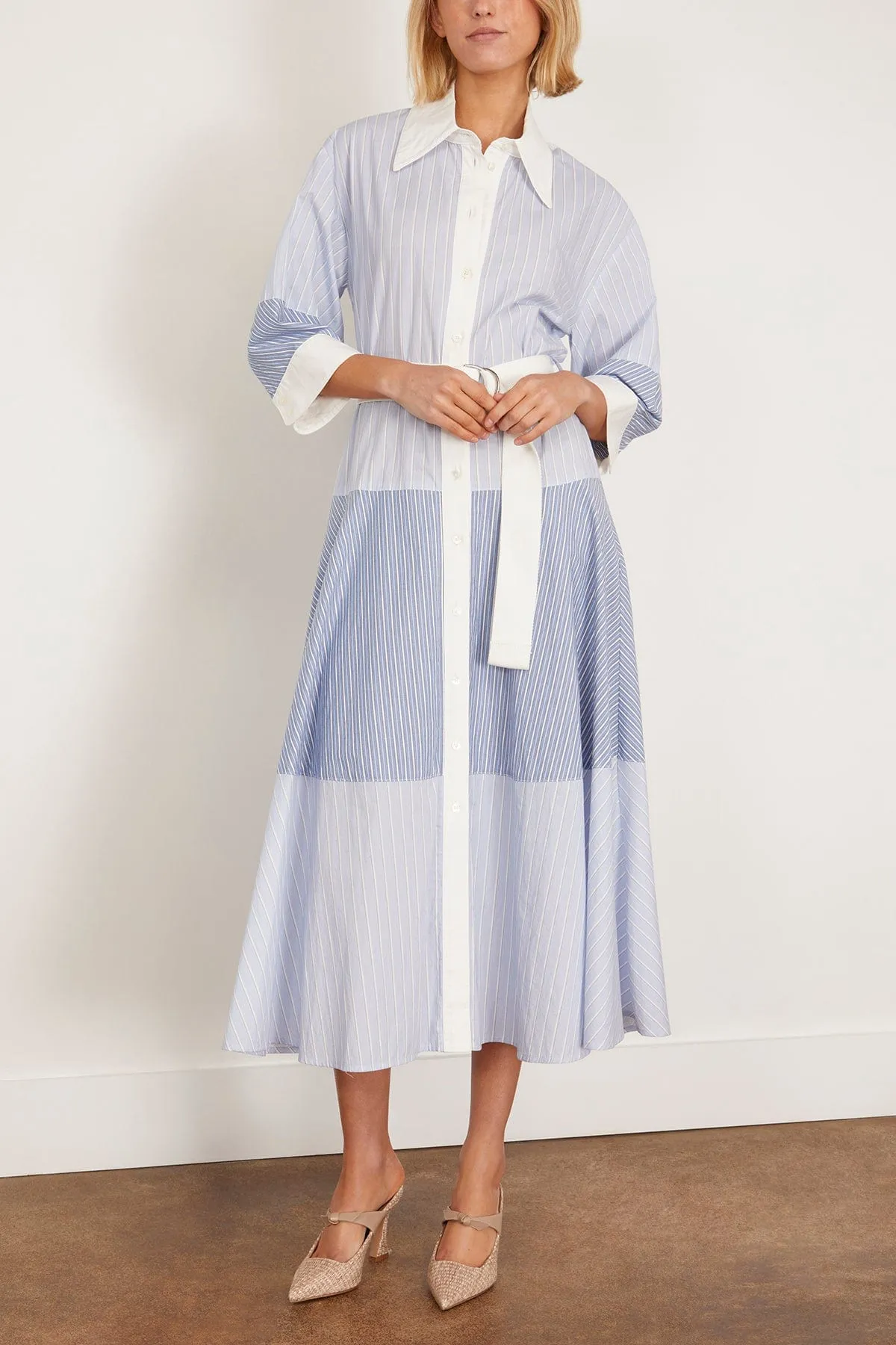 Helmi Striped Shirting Shirt Dress in Blue