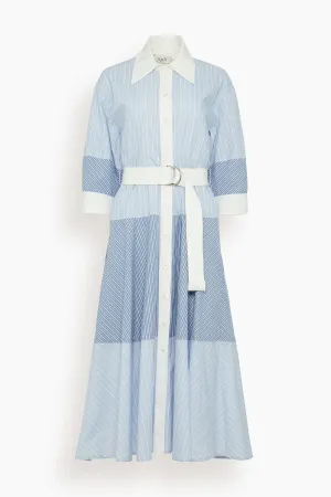 Helmi Striped Shirting Shirt Dress in Blue