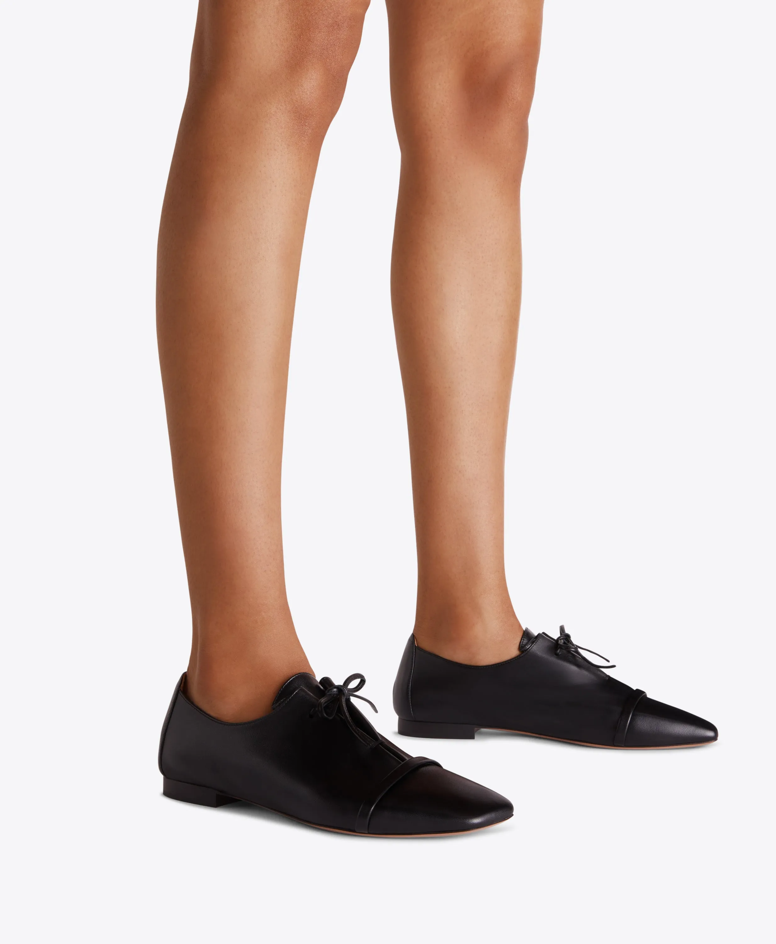 Jean Black Leather Flats