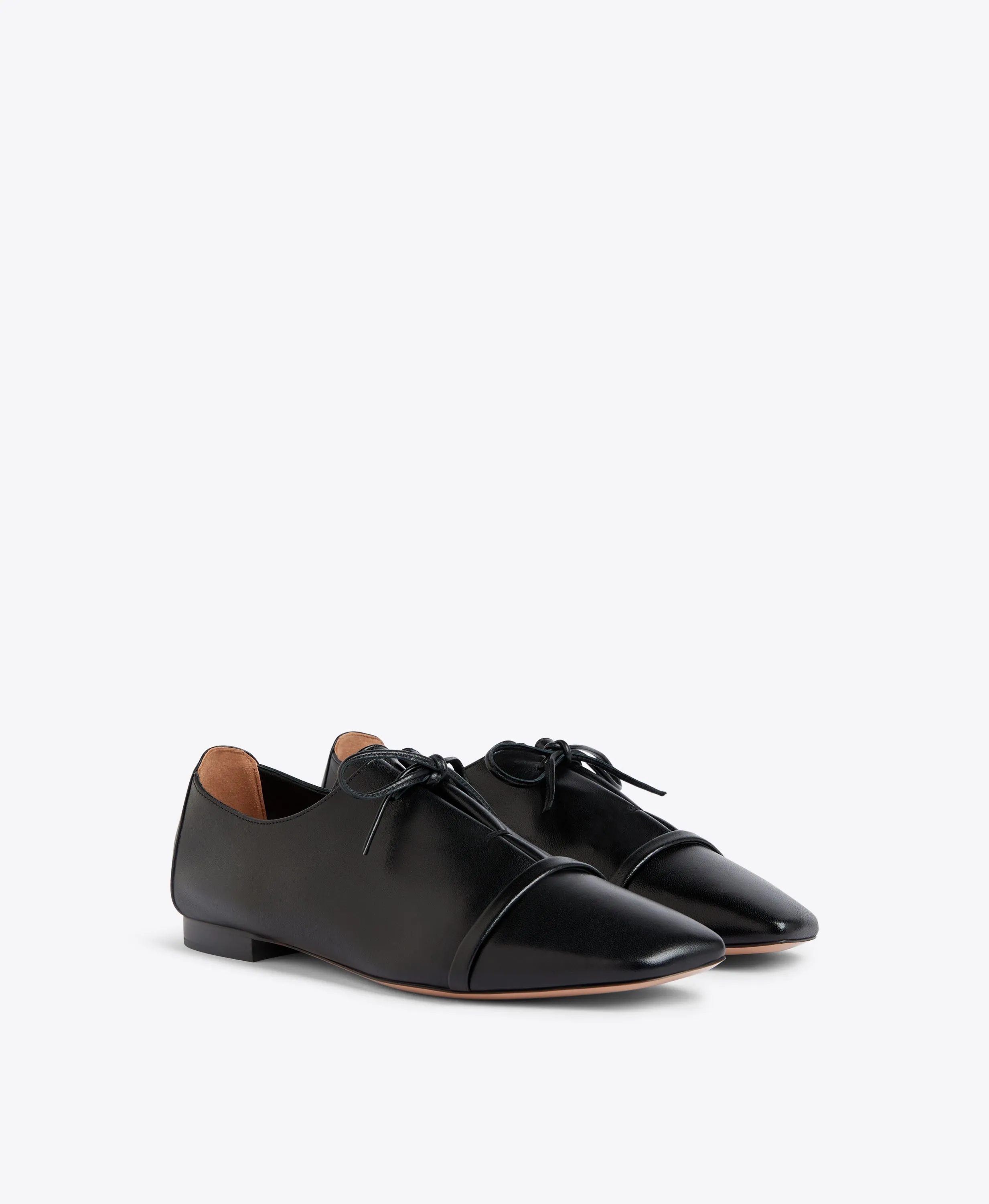 Jean Black Leather Flats