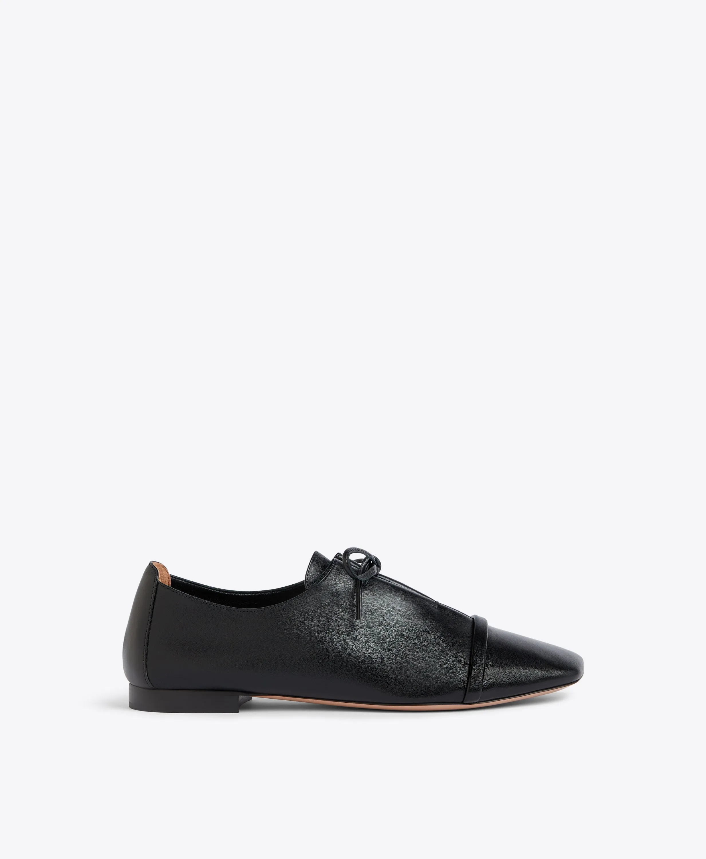 Jean Black Leather Flats