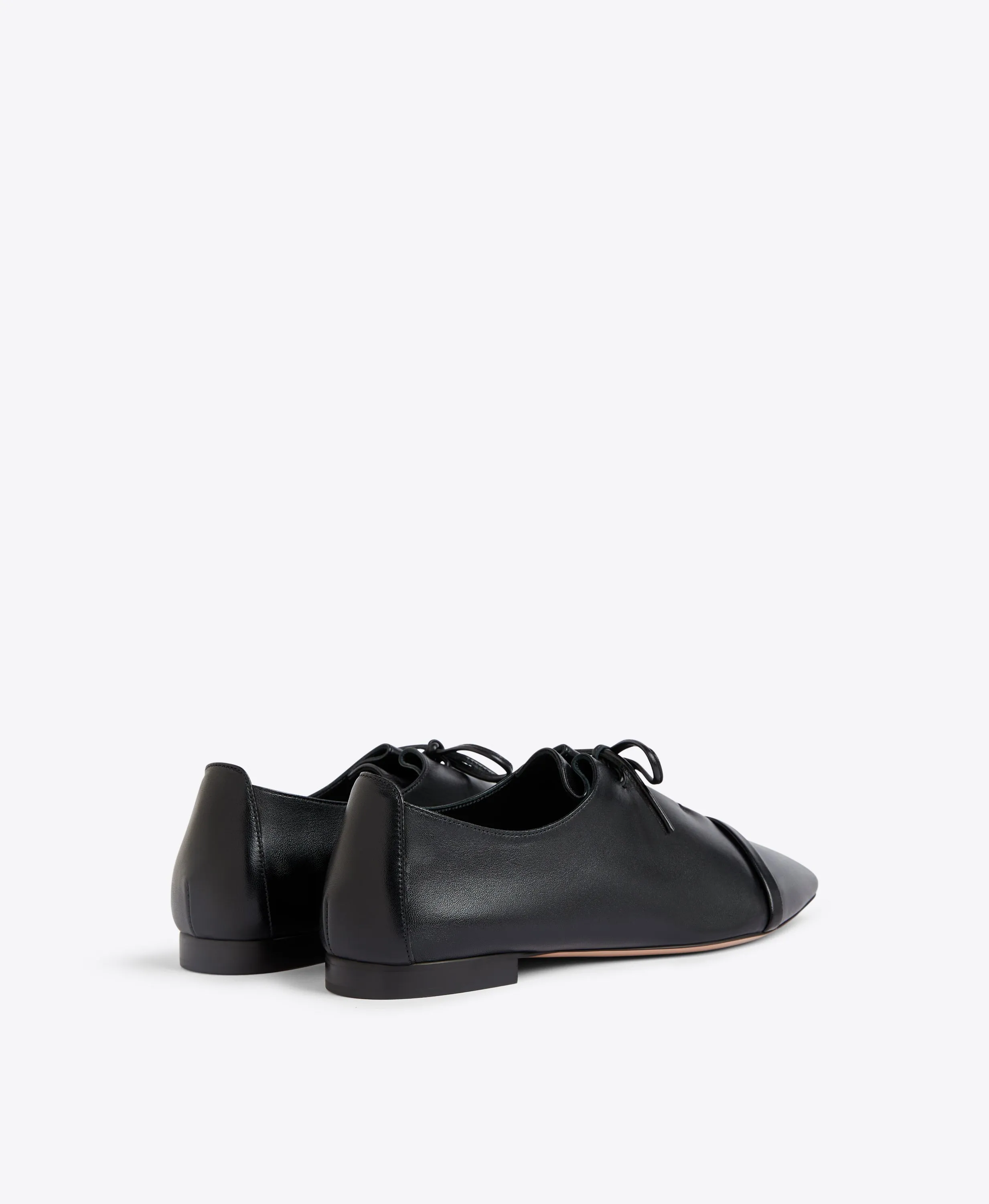 Jean Black Leather Flats