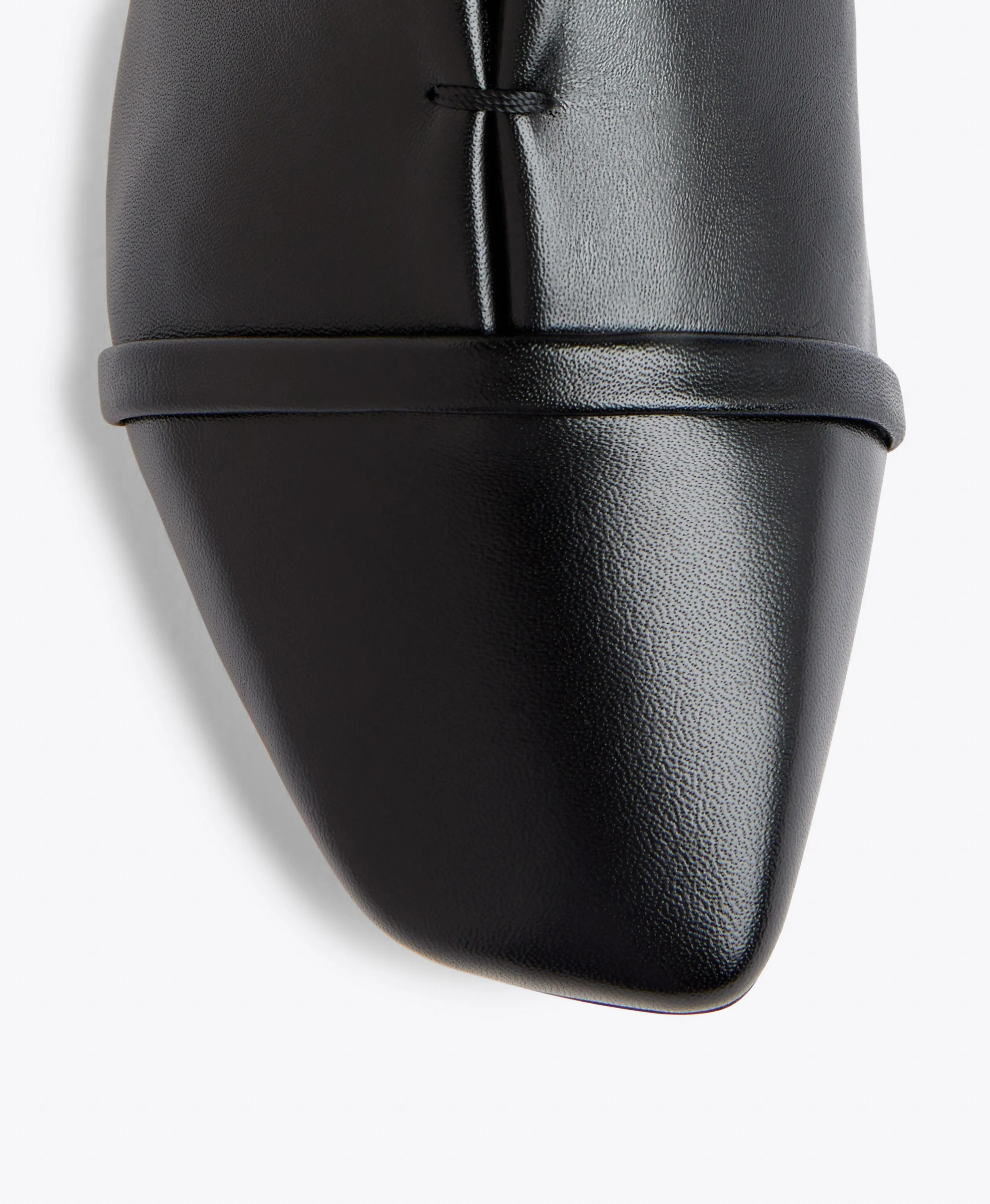 Jean Black Leather Flats