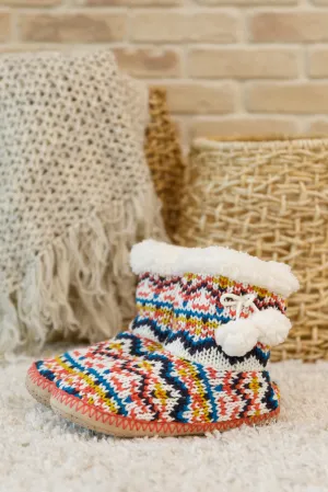 Knitted Multi Color Slipper Boots