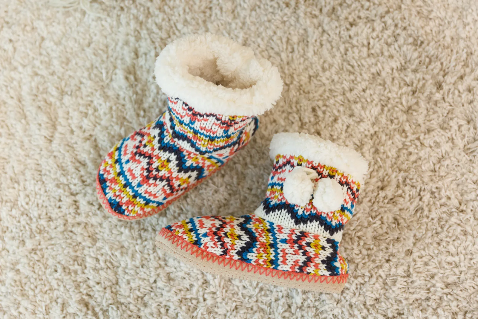 Knitted Multi Color Slipper Boots