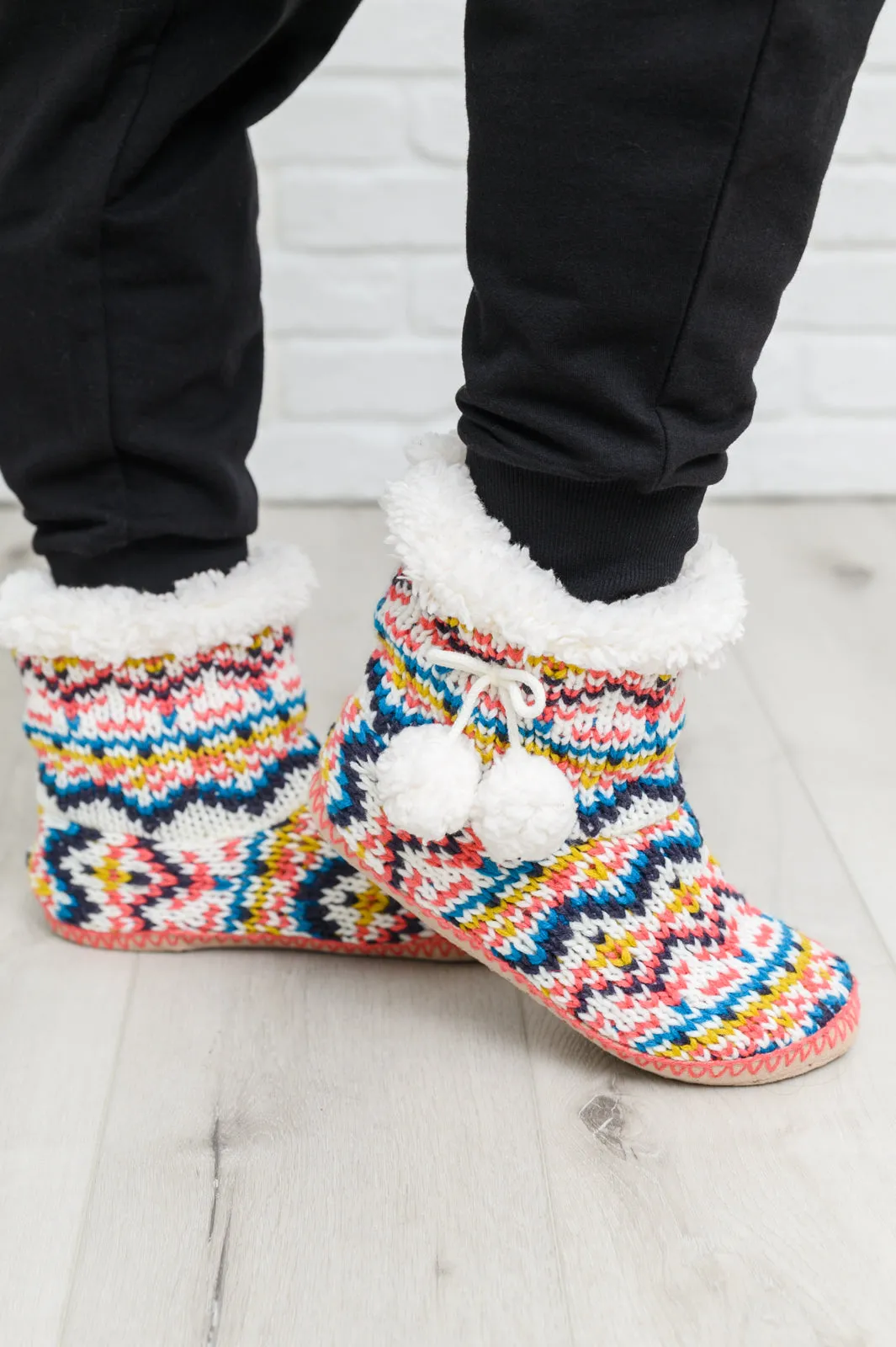 Knitted Multi Color Slipper Boots