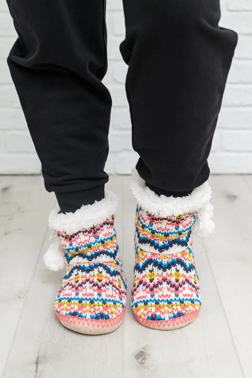 Knitted Multi Color Slipper Boots