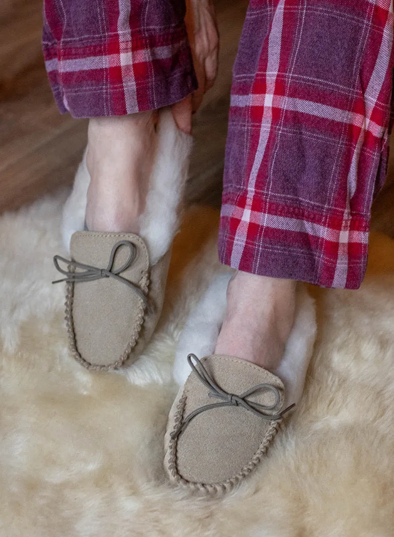 Lambswool Lined Collared Moccasins with Sole