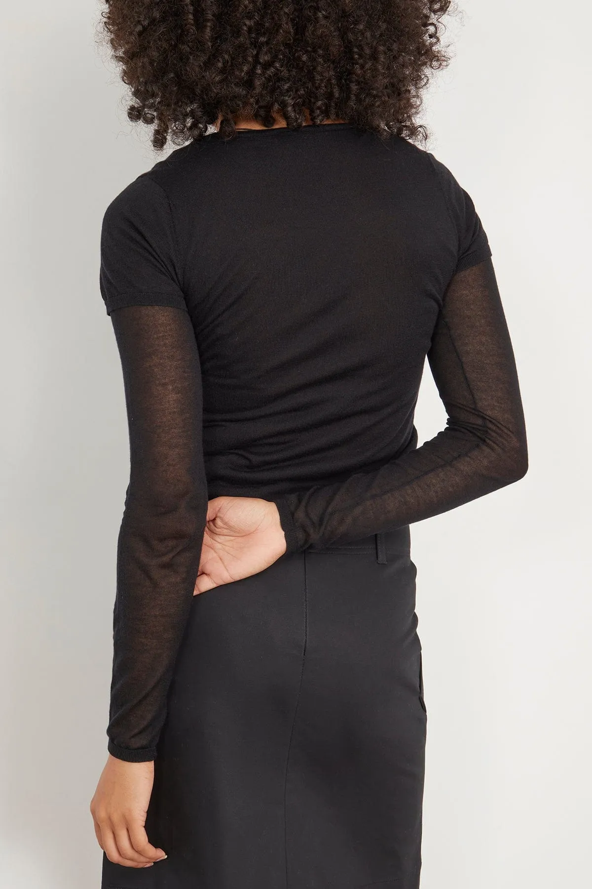 Layered Knit Tee in Black