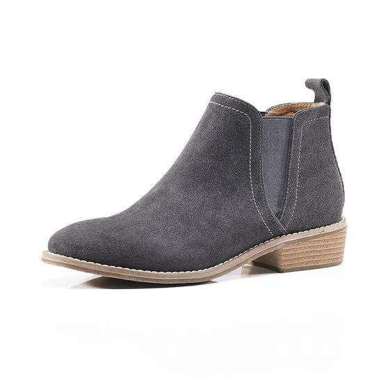 Leather Frosted Martin Boots - Grey