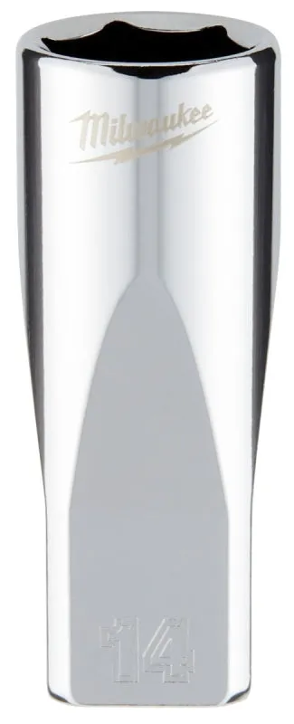 Milwaukee 45-34-9052 Socket, 14 mm Socket, 1/4 in Drive, 6-Point, Chrome Vanadium Steel, Chrome :CD: QUANTITY: 1