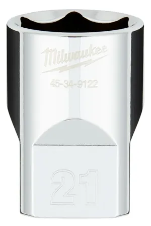 Milwaukee 45-34-9122 Socket, 21 mm Socket, 1/2 in Drive, 6-Point, Chrome Vanadium Steel, Chrome :CD: QUANTITY: 1